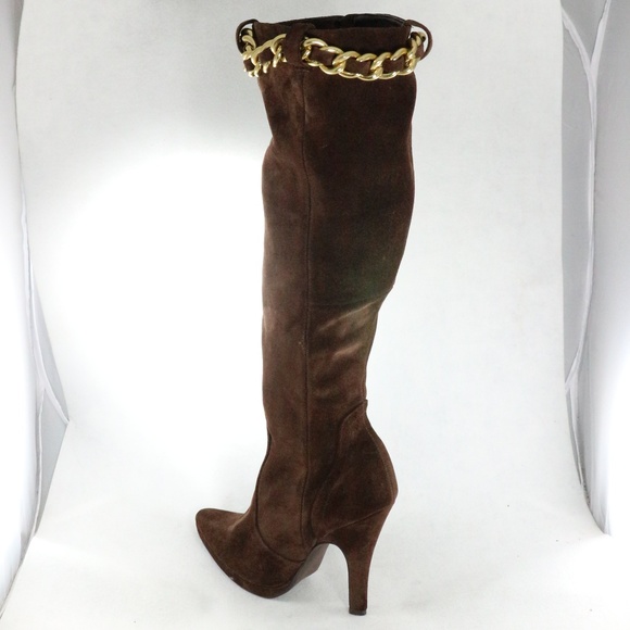 Like New HOT IN HOLLYWOOD Choc Suede Zip Up Boots - Picture 3 of 8